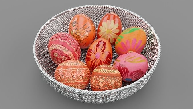 Easter egg collection Low-poly 3D model 2