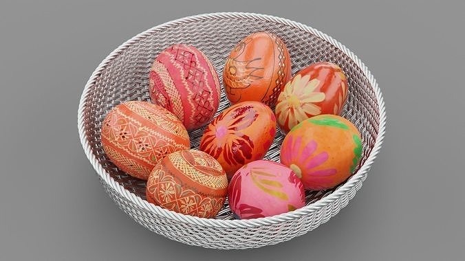 Easter egg collection Low-poly 3D model 3