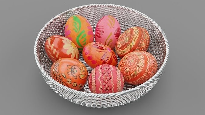 Easter egg collection Low-poly 3D model 7