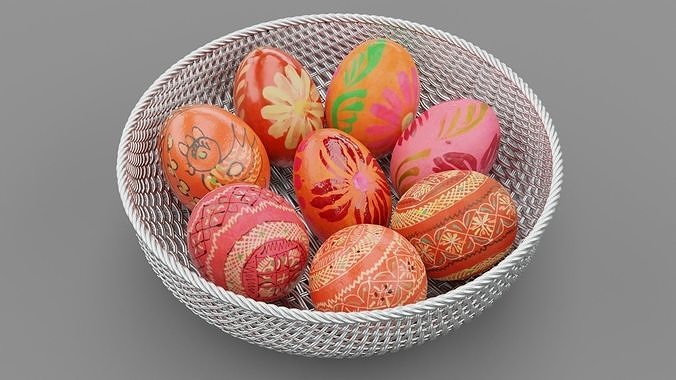 Easter egg collection Low-poly 3D model 6