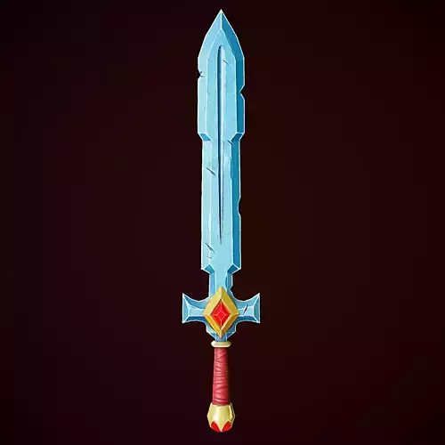 Stylize Gold Sword With Red Krystal