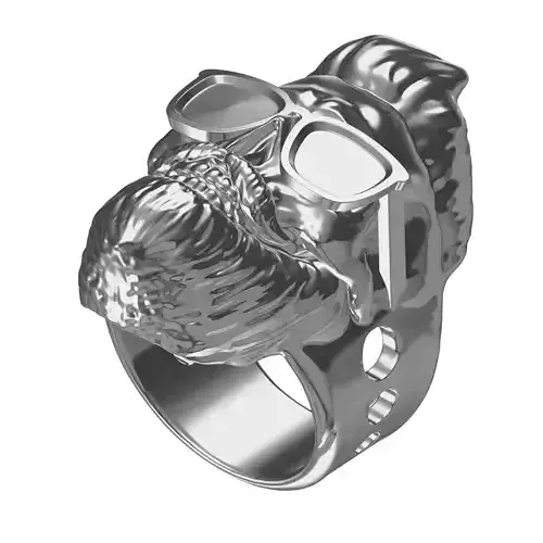 Stylish Bearded Skull Ring for Men