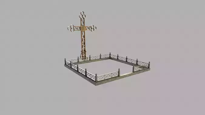 Fenced Grave With Brass Cross