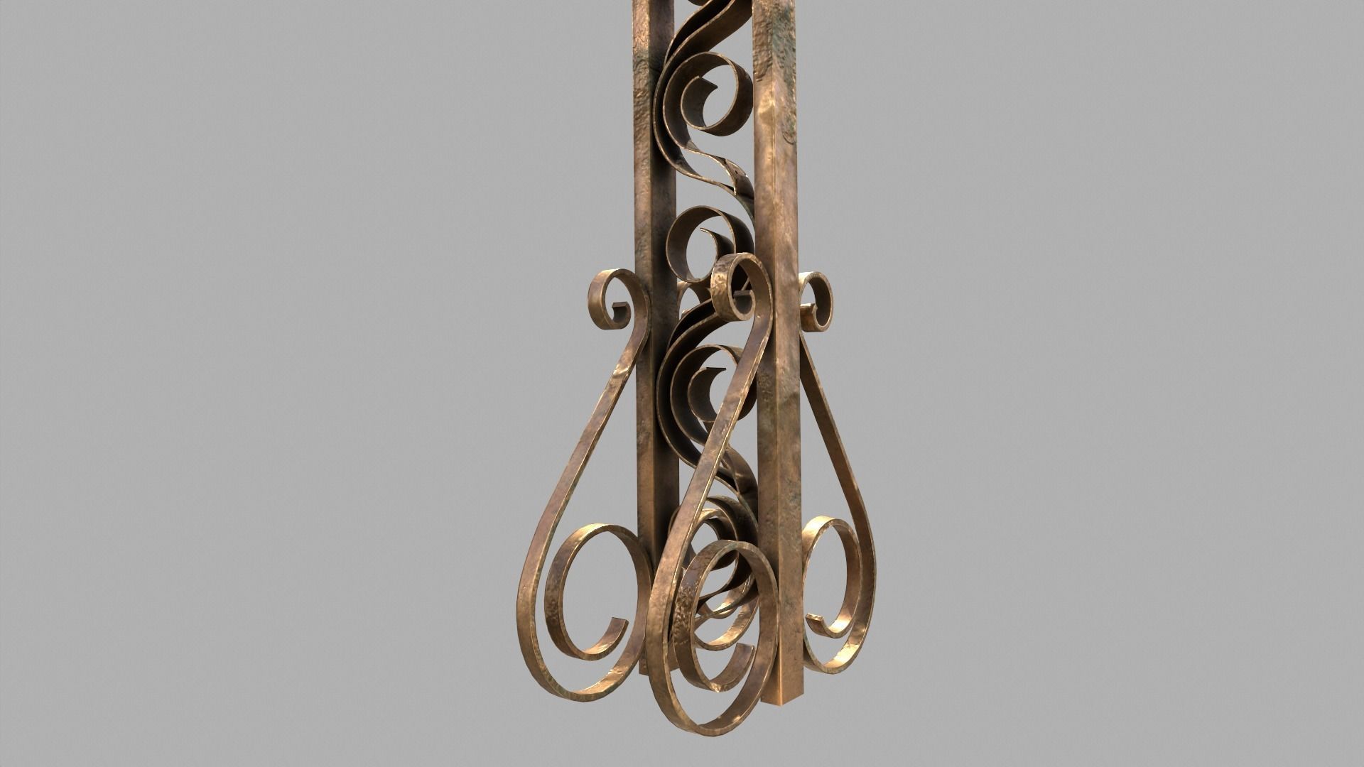 Fenced Grave With Brass Cross Low-poly 3D model_4