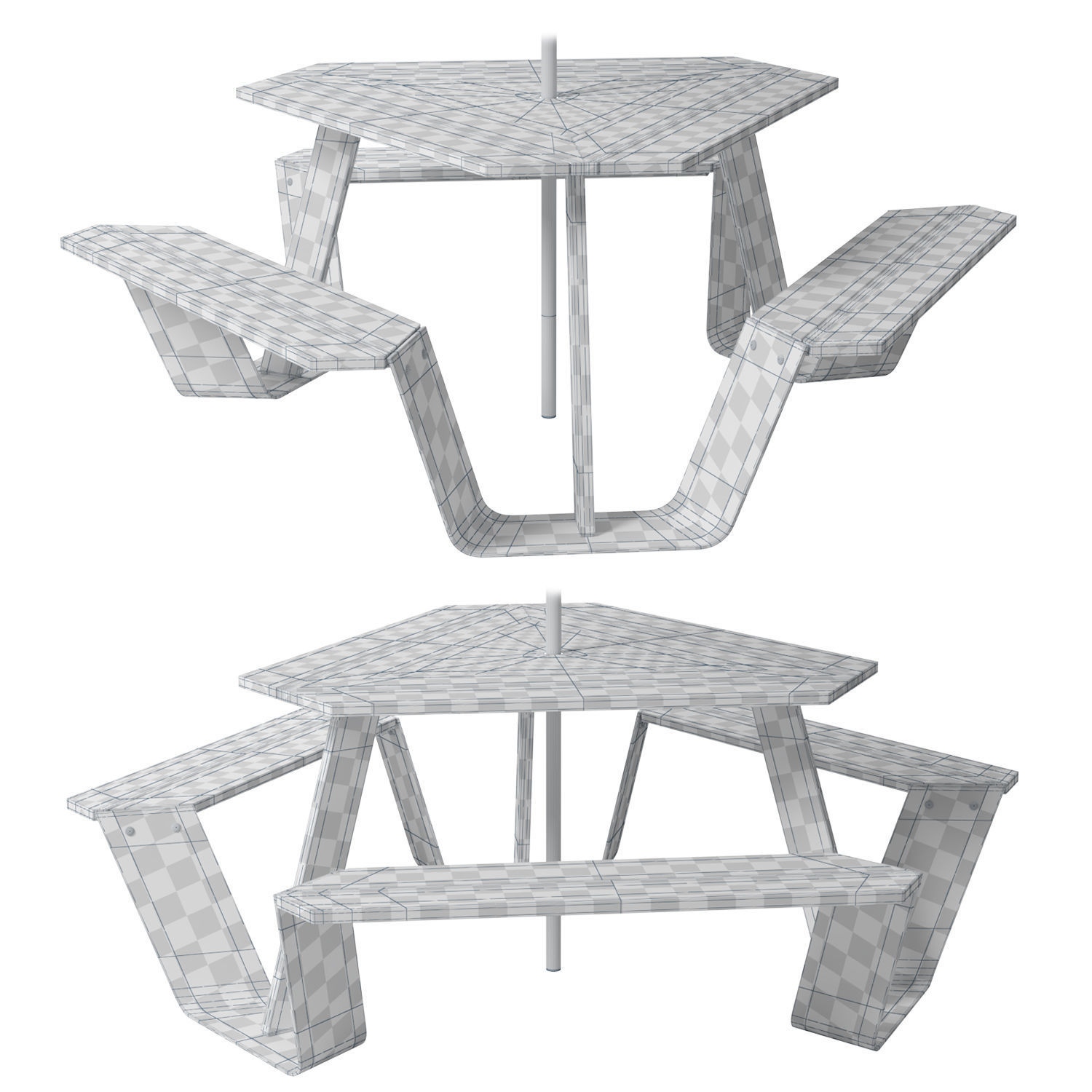 Extremis Anker bench with Inumbrina parasol 3D model_9