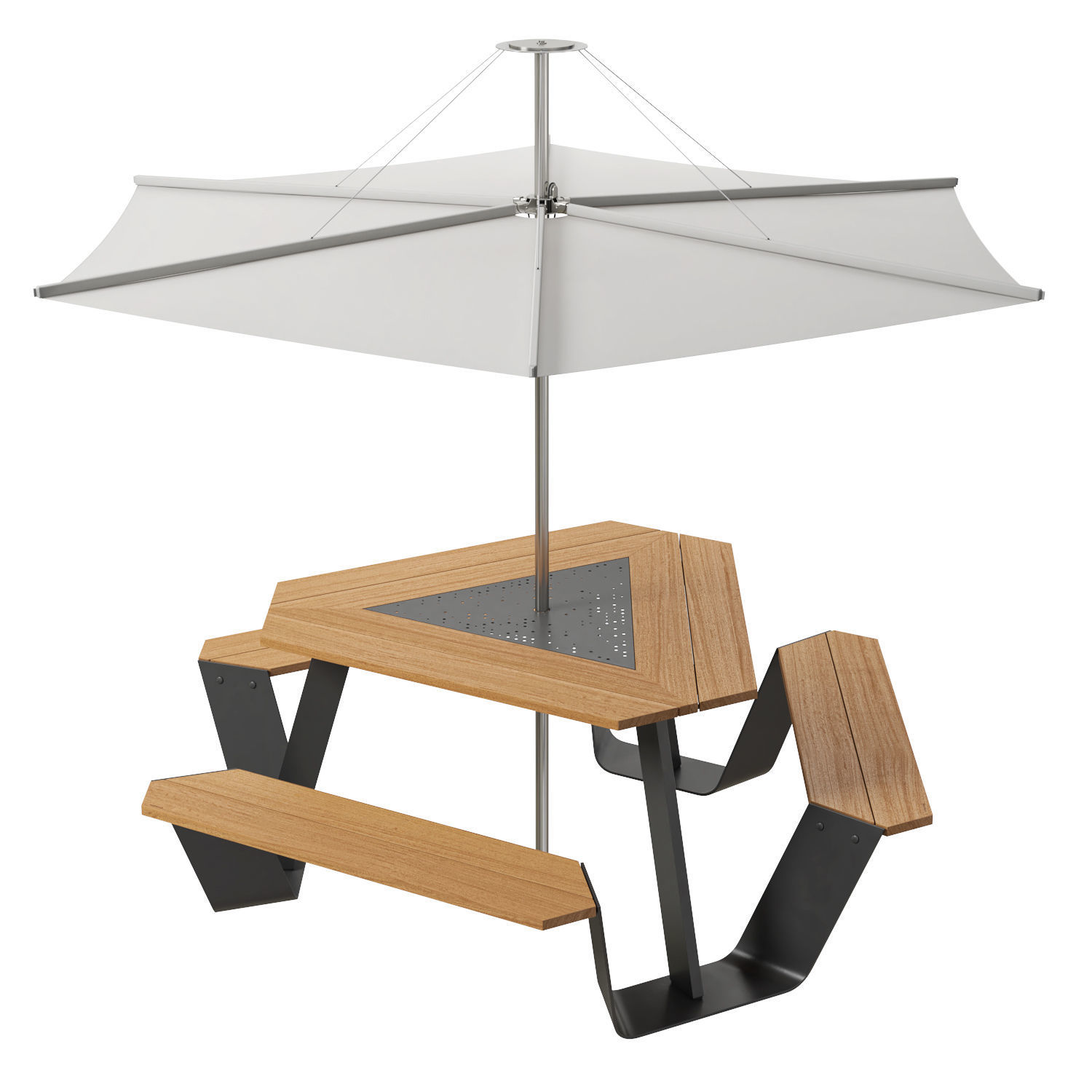 Extremis Anker bench with Inumbrina parasol 3D model_1
