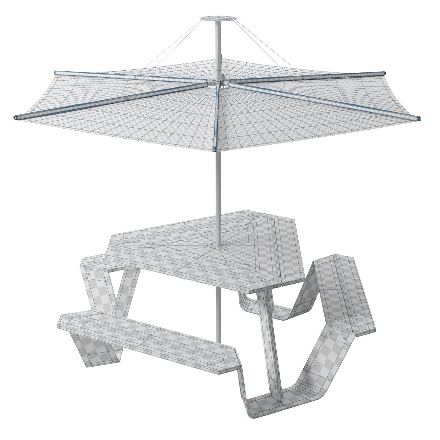 Extremis Anker bench with Inumbrina parasol 3D model_7