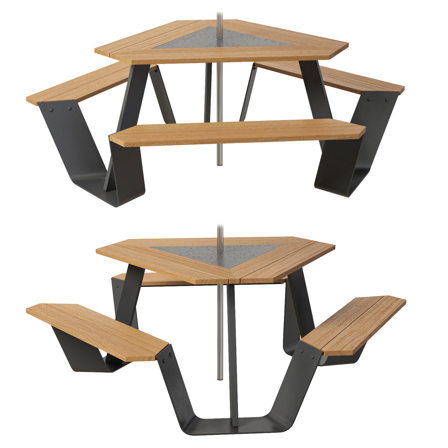 Extremis Anker bench with Inumbrina parasol 3D model_2