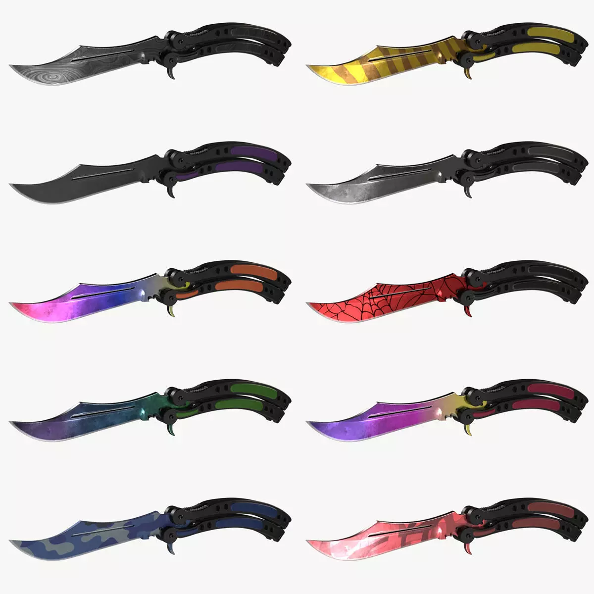 Butterfly Knifes Set 3D model_0
