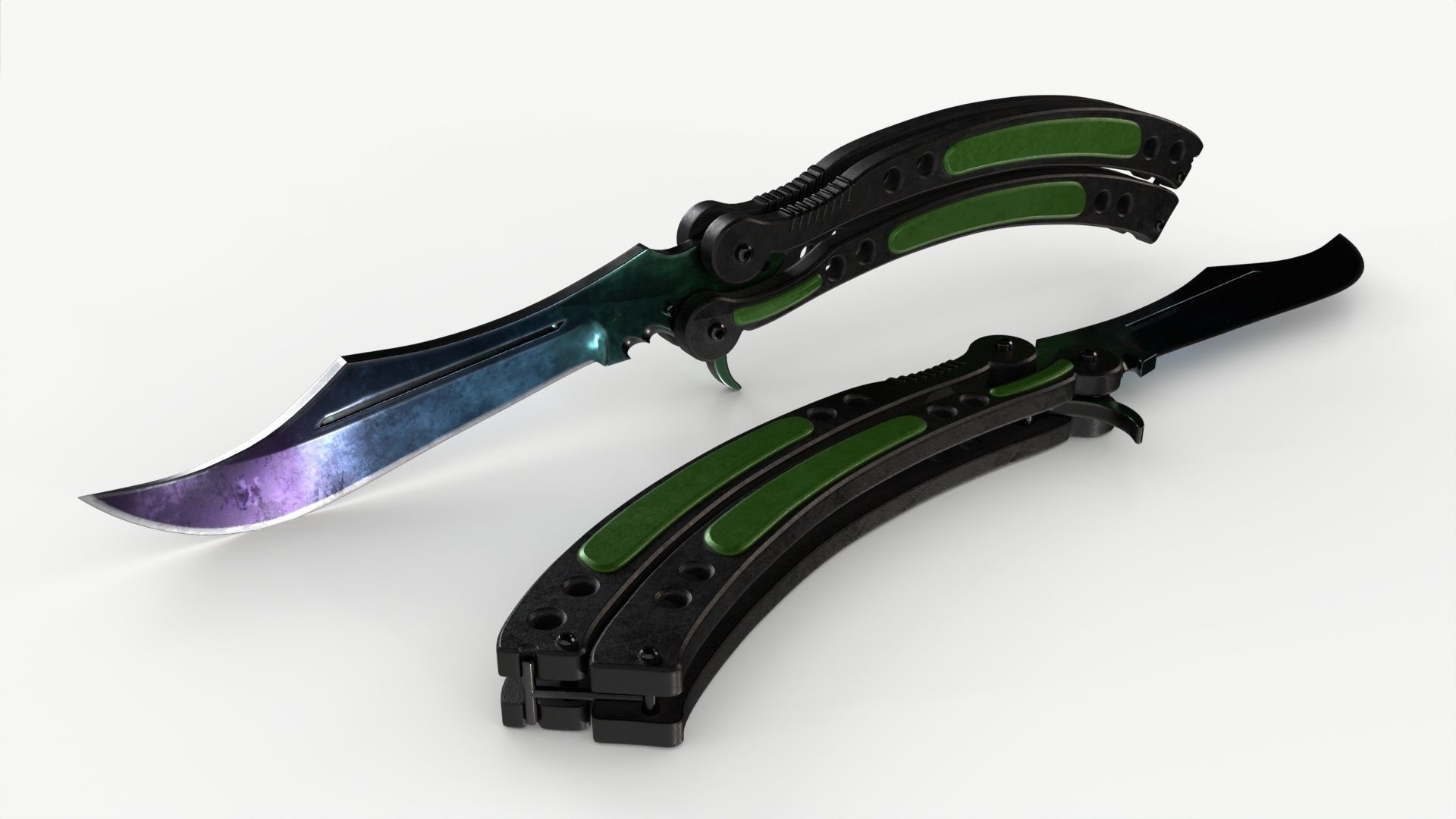 Butterfly Knifes Set 3D model_11