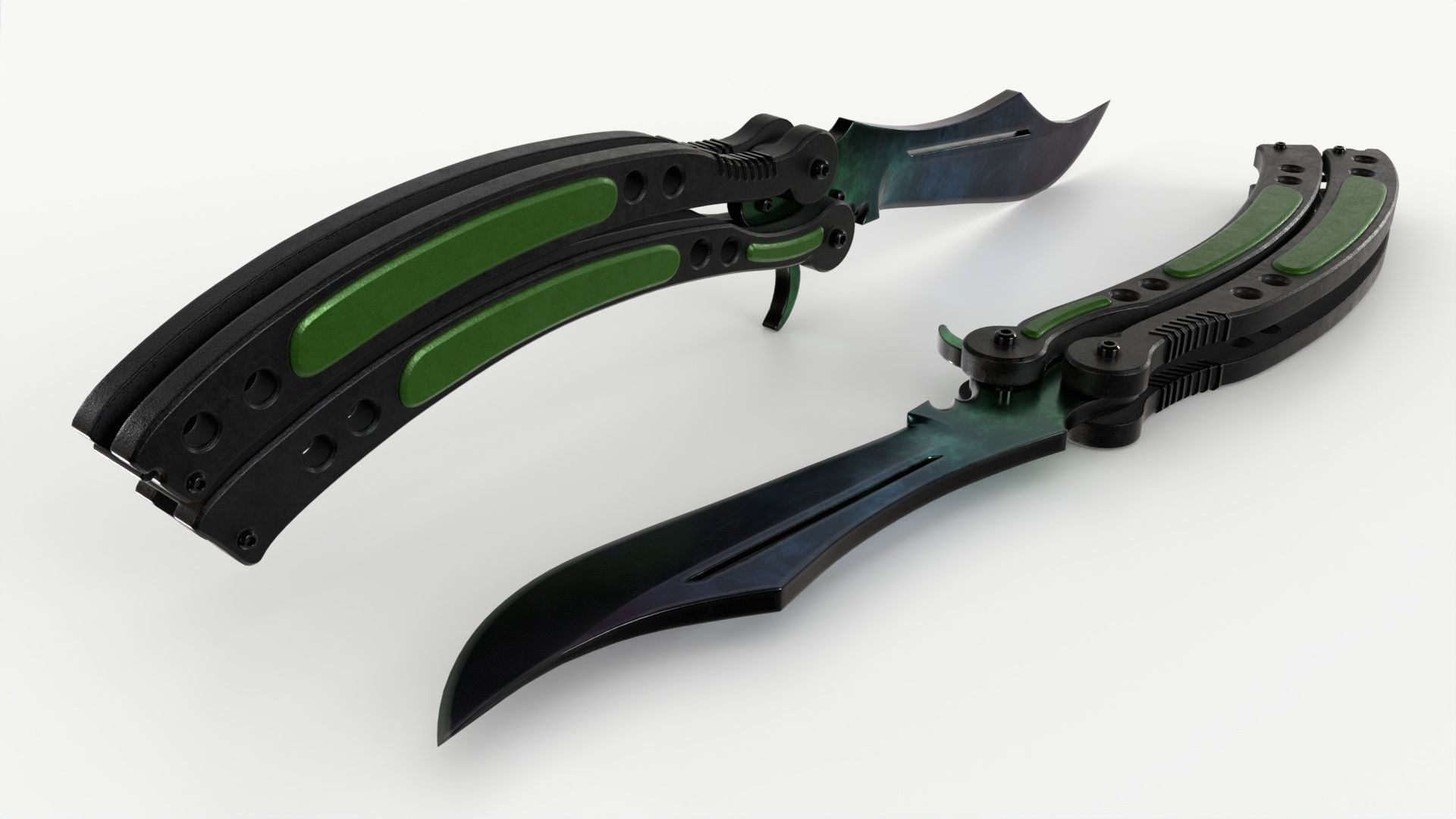 Butterfly Knifes Set 3D model_12