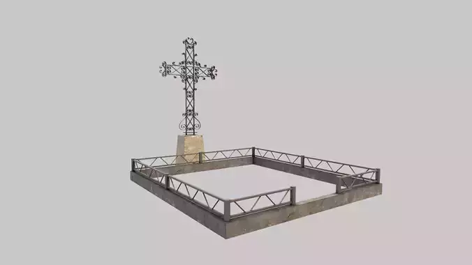 Fenced Grave With Ornate Cross