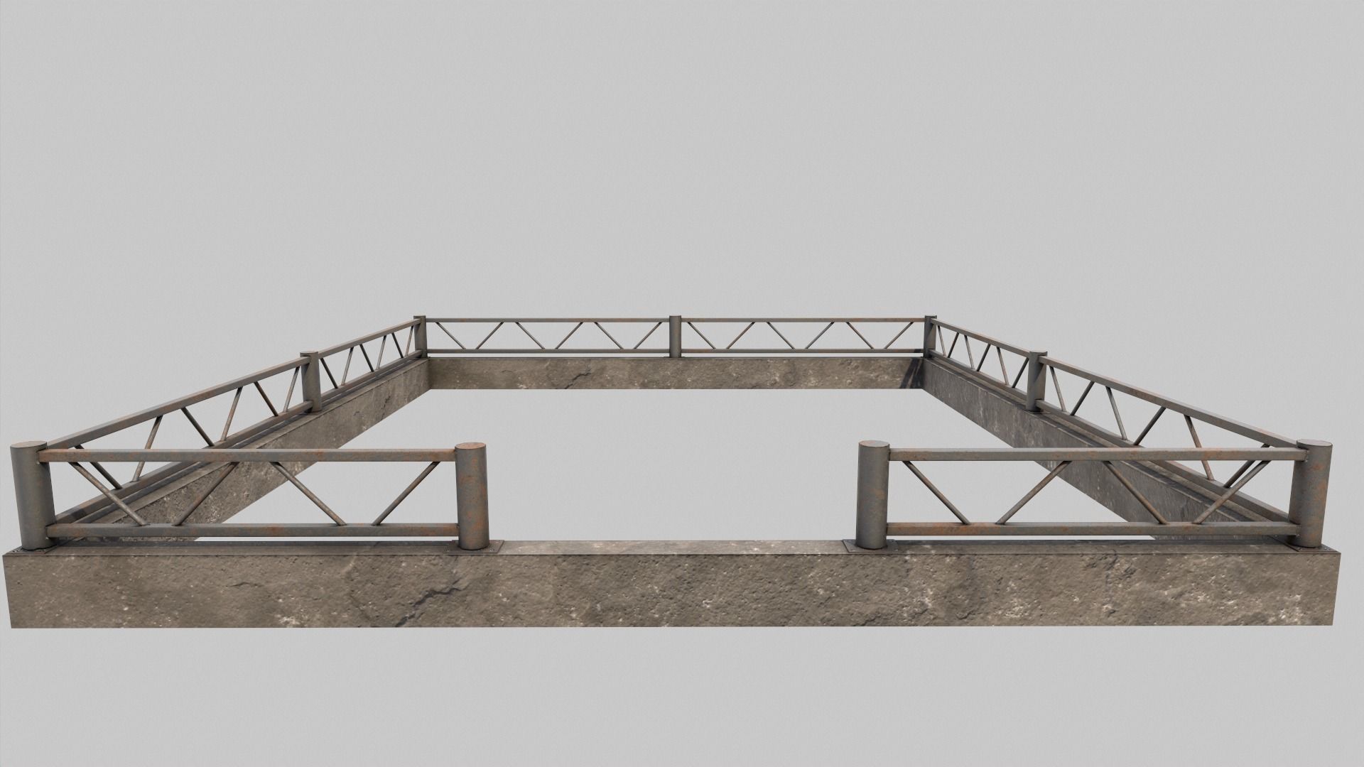 Fenced Grave With Ornate Cross Low-poly 3D model_2