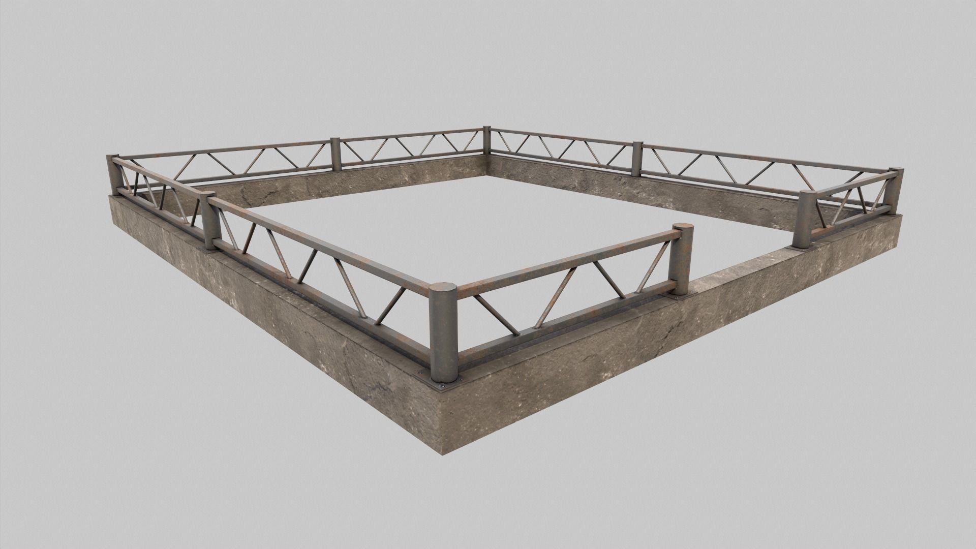 Fenced Grave With Ornate Cross Low-poly 3D model_4