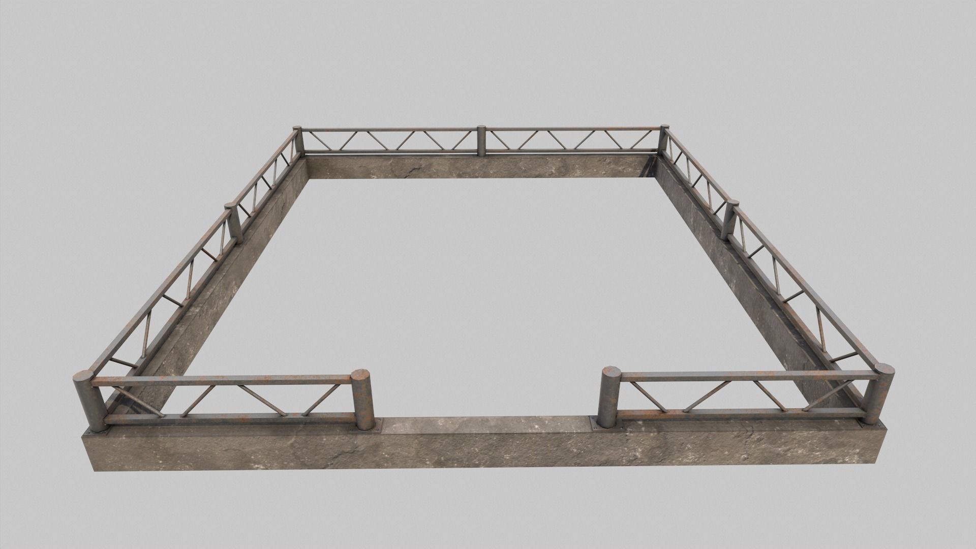 Fenced Grave With Ornate Cross Low-poly 3D model_3