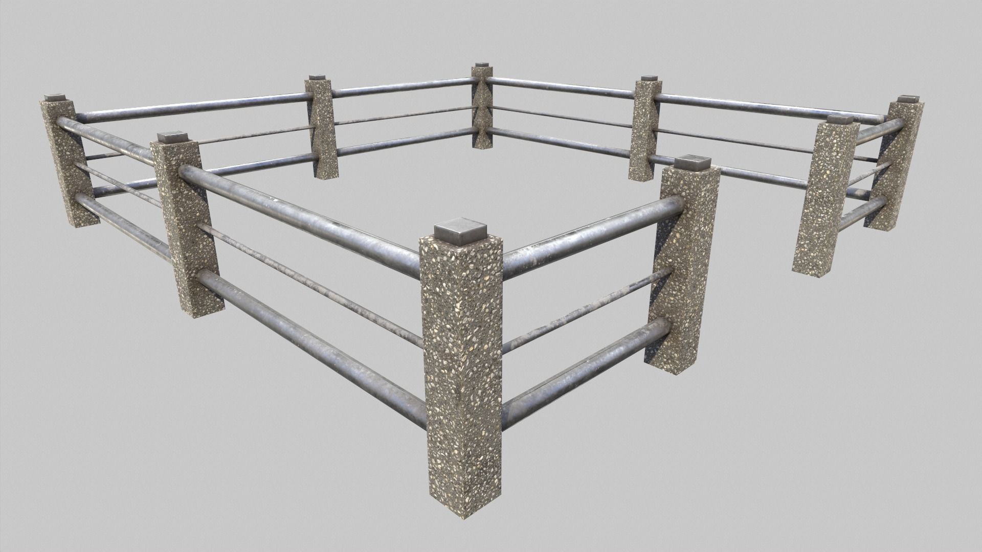 Fenced Grave With Silver Cross Low-poly 3D model_4