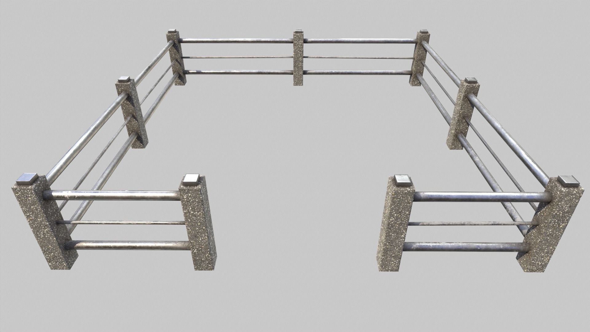 Fenced Grave With Silver Cross Low-poly 3D model_5