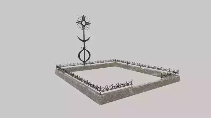Fenced Grave With Unique Cross