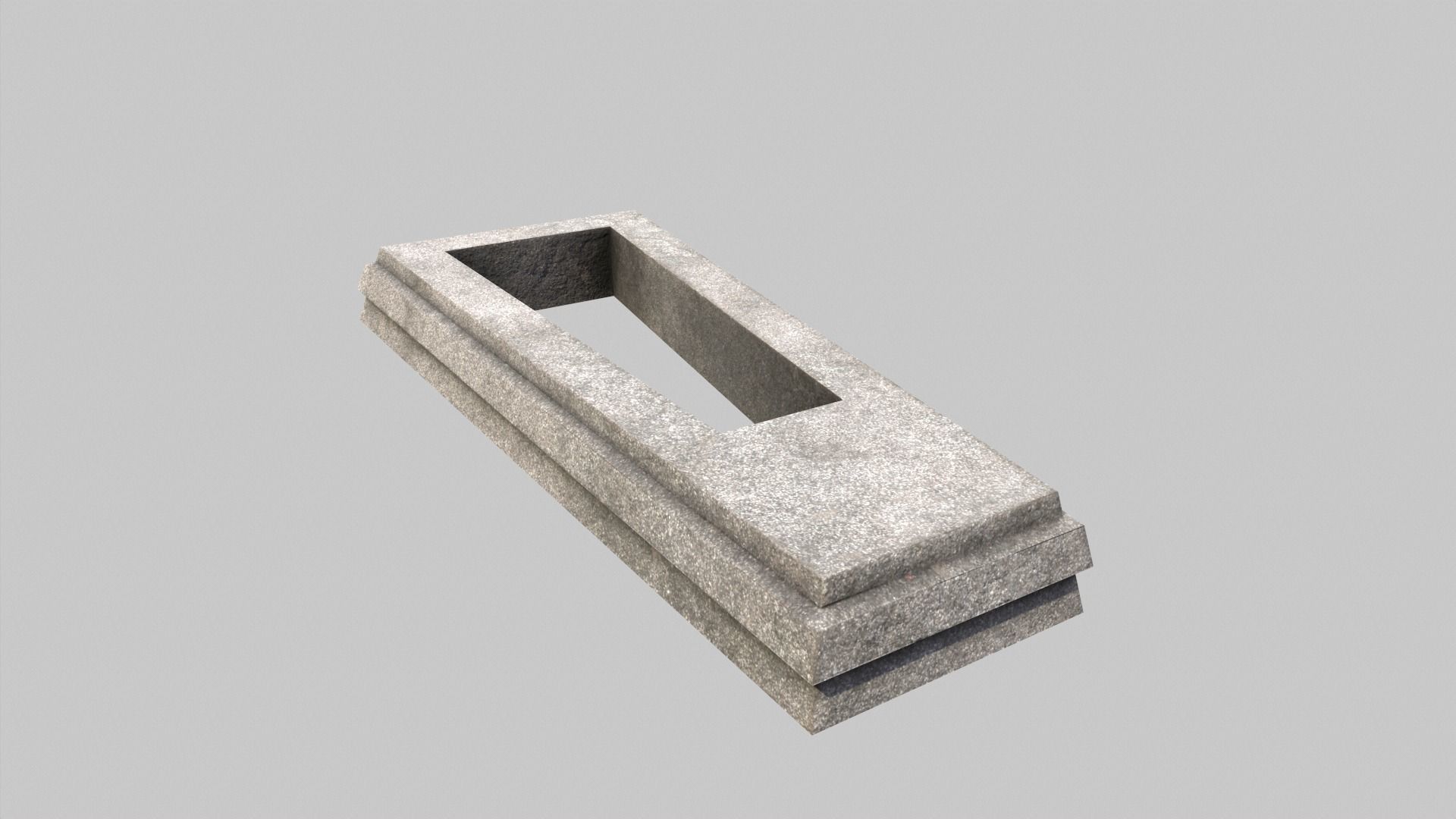 Grave With Fence and Metal Cross Low-poly 3D model_3