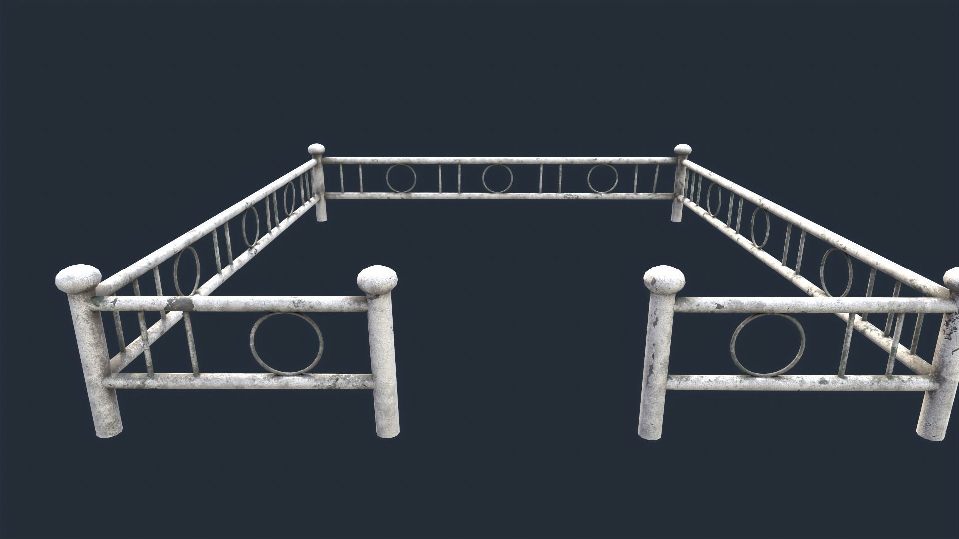 White Fenced Grave Low-poly 3D model_3