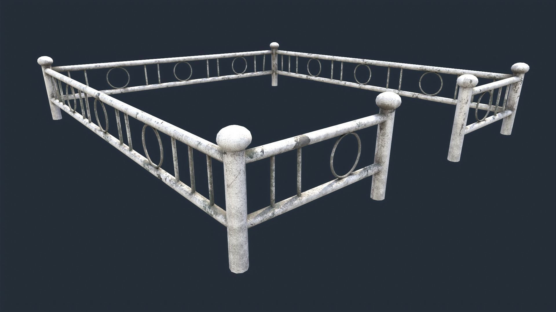White Fenced Grave Low-poly 3D model_4