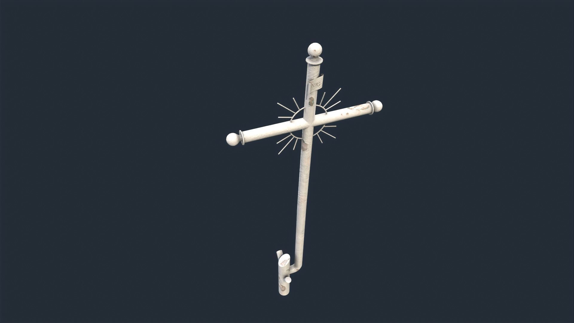 White Fenced Grave Low-poly 3D model_5