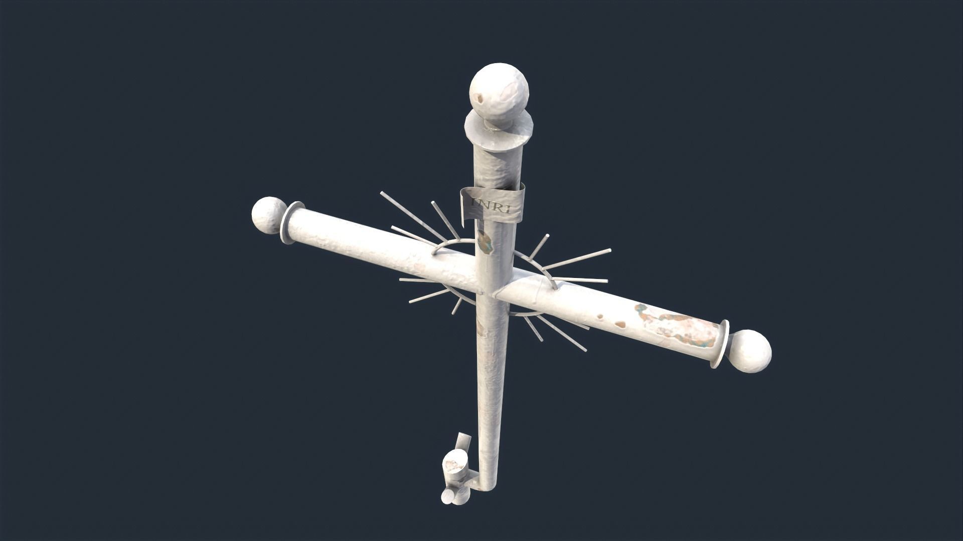 White Fenced Grave Low-poly 3D model_7