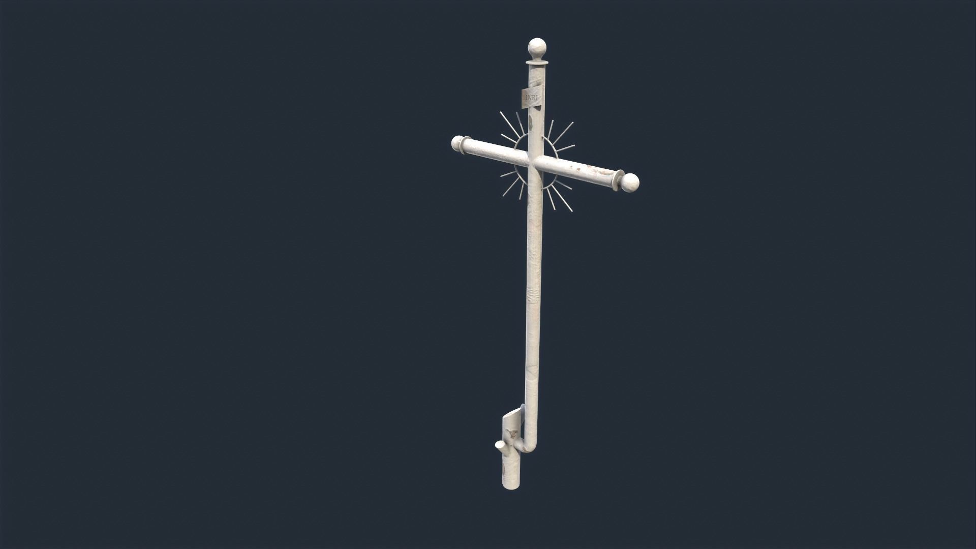 White Fenced Grave Low-poly 3D model_6