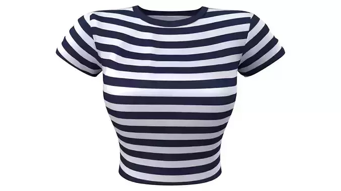 Striped Crew Neck Vintage Crop T-Shirt Top
