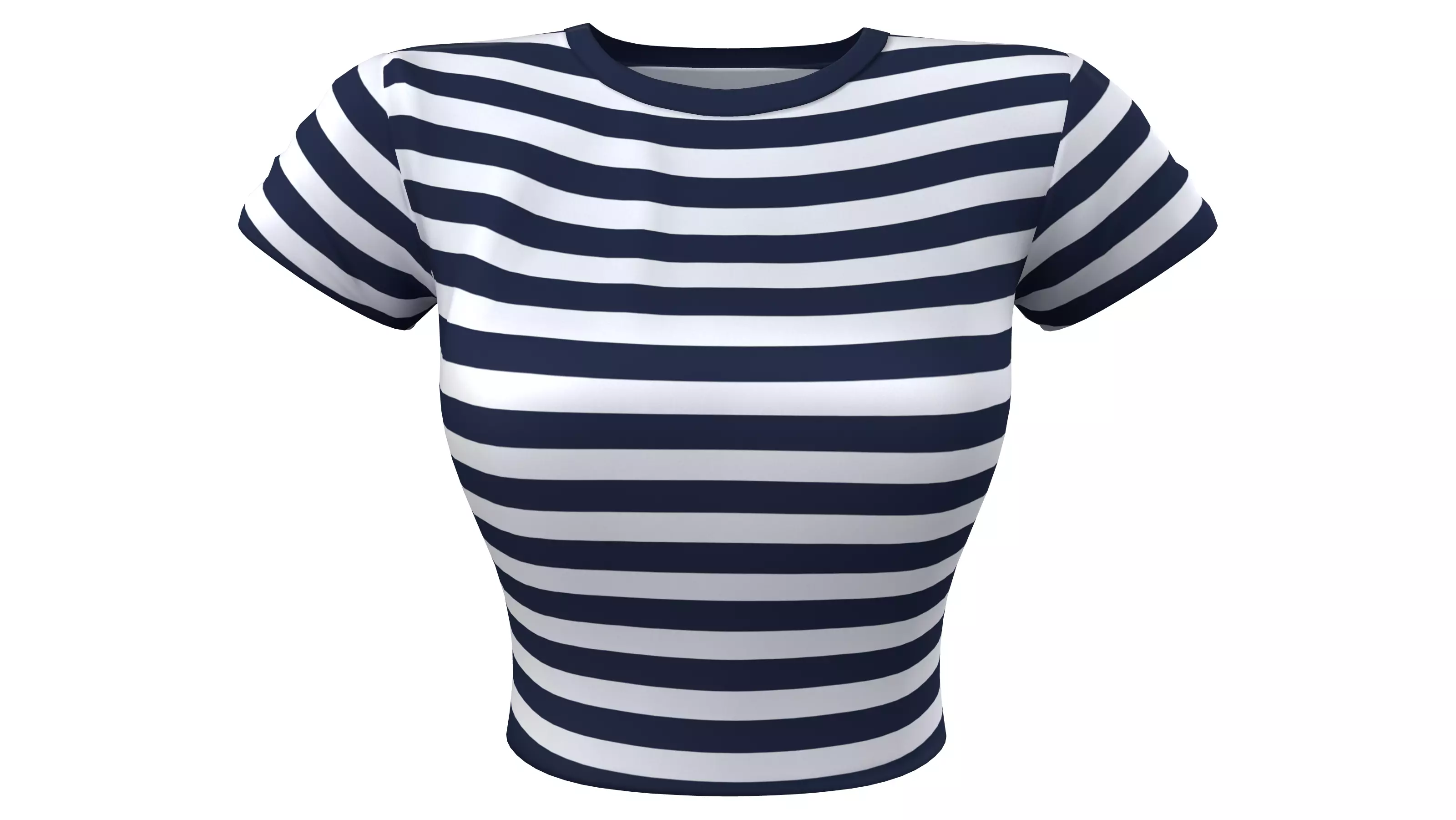 Striped Crew Neck Vintage Crop T-Shirt Top Low-poly 3D model