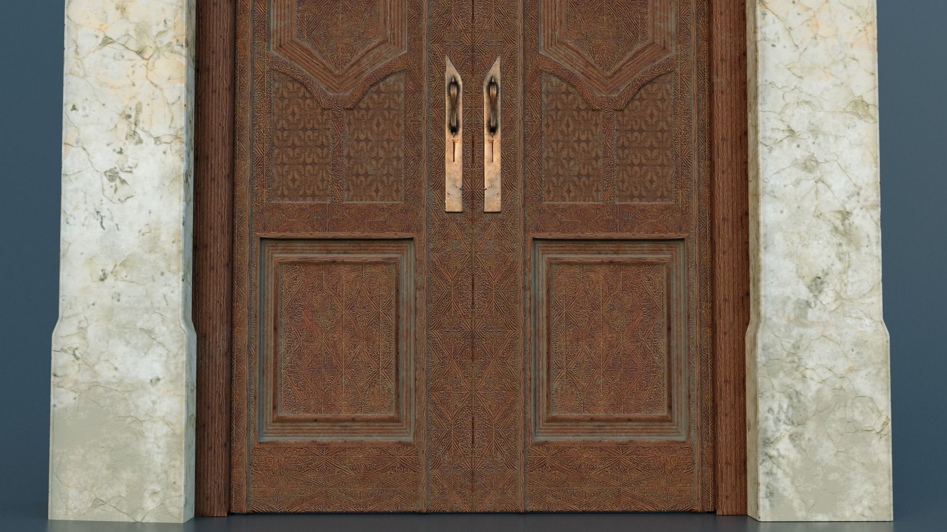 Mansion Engraved Exterior Door Low-poly 3D model_1