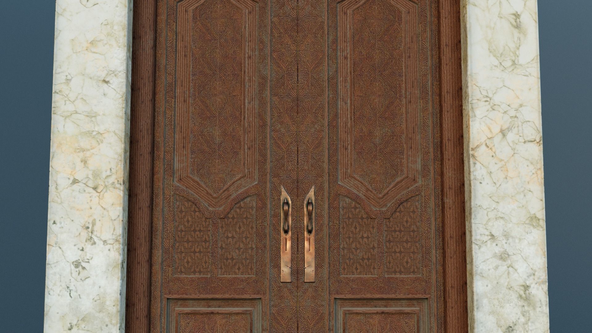 Mansion Engraved Exterior Door Low-poly 3D model_2