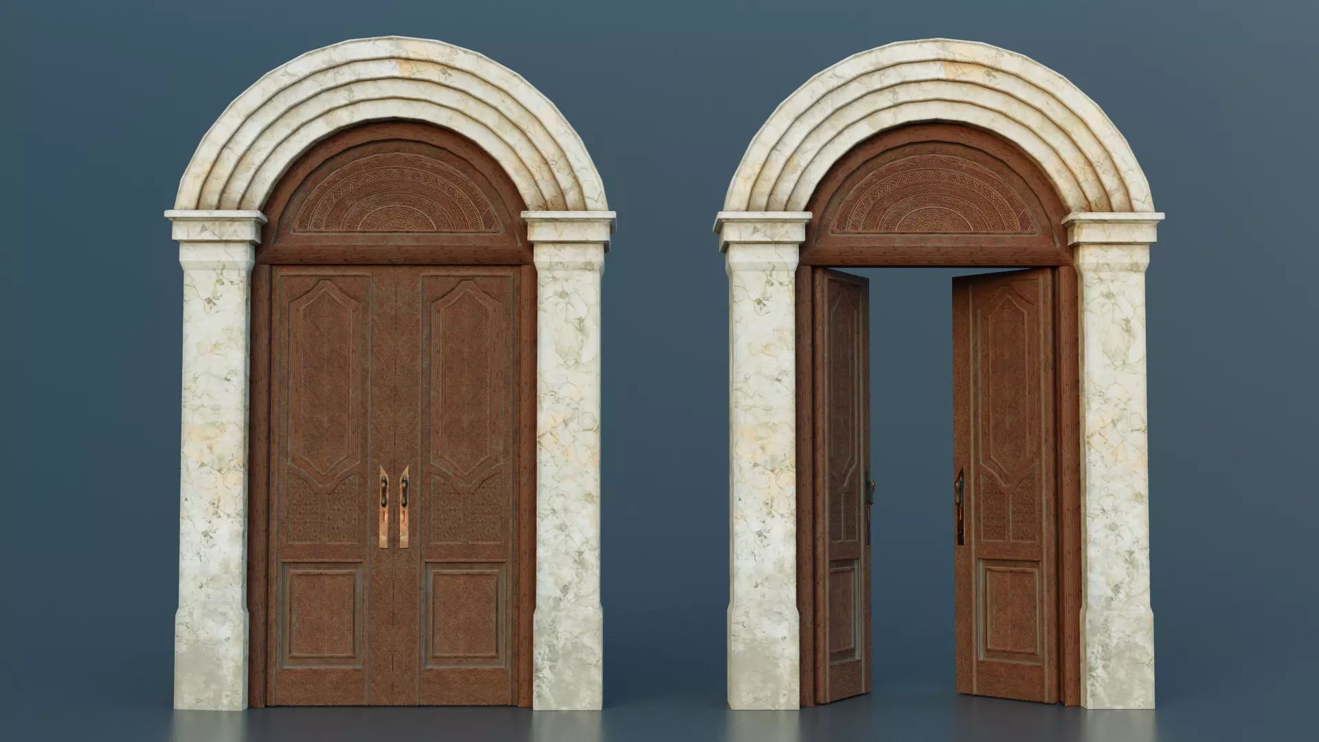 Mansion Engraved Exterior Door Low-poly 3D model_0