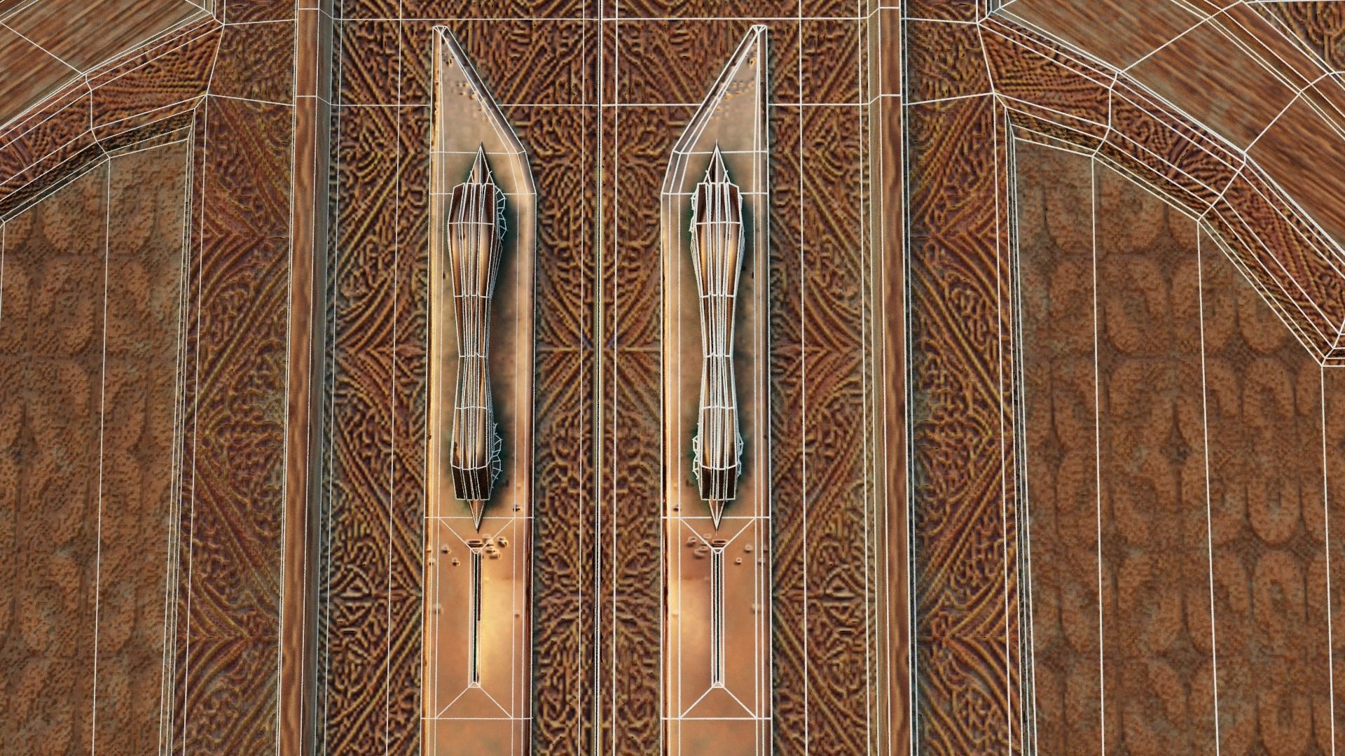 Mansion Engraved Exterior Door Low-poly 3D model_6