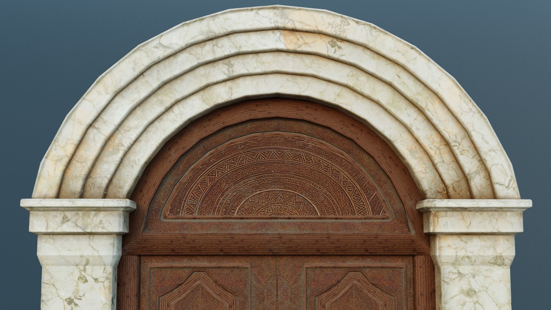 Mansion Engraved Exterior Door Low-poly 3D model_3