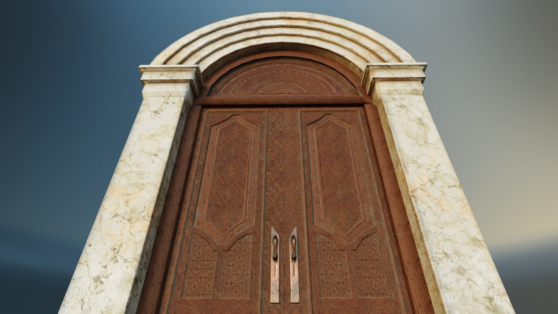 Mansion Engraved Exterior Door Low-poly 3D model_4