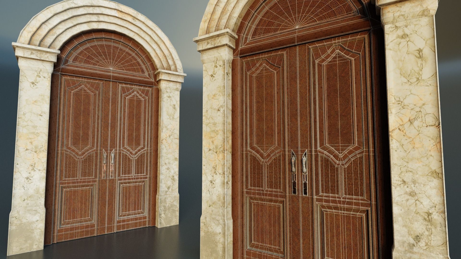 Mansion Engraved Exterior Door Low-poly 3D model_5