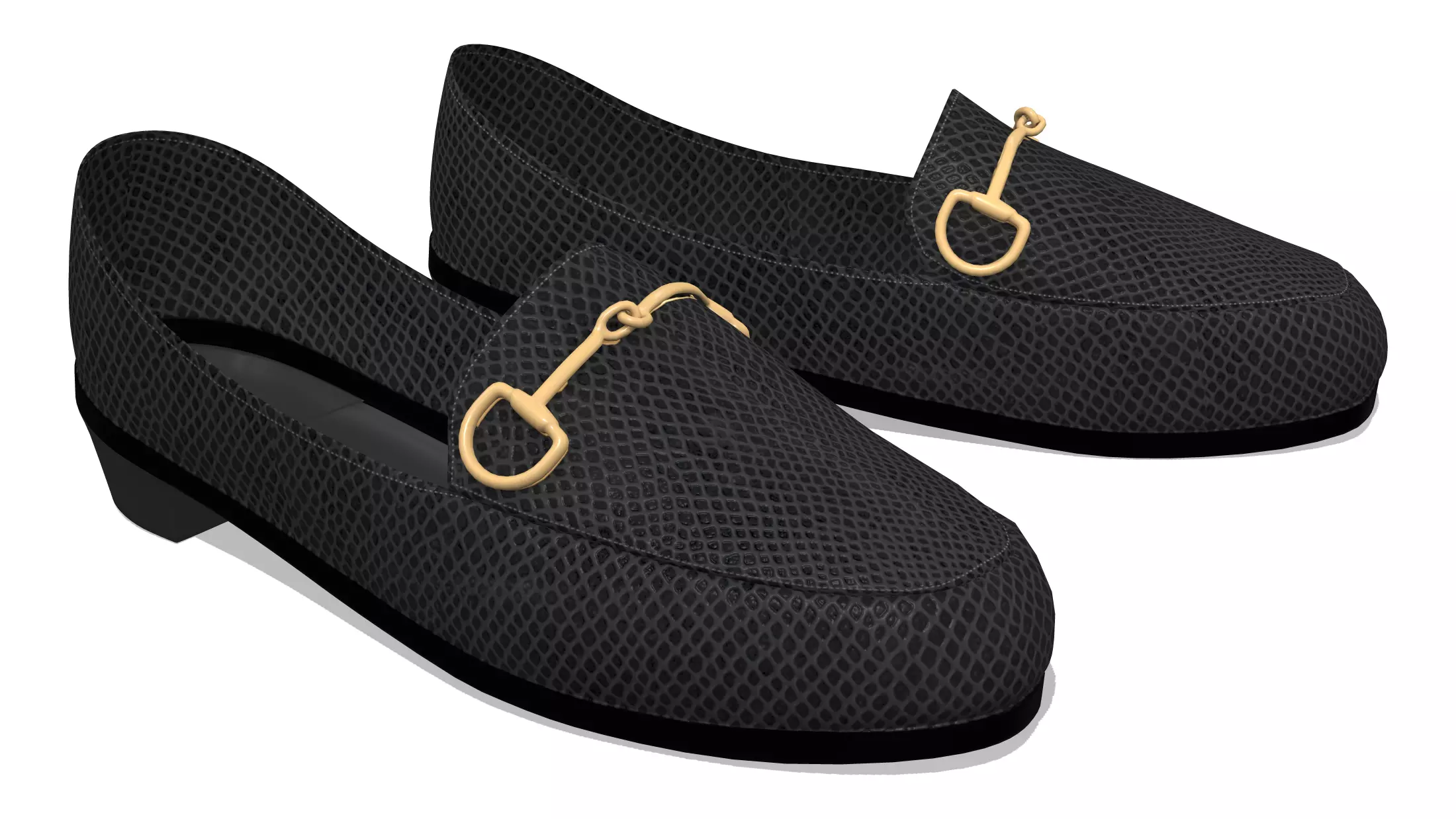 Female Black Loafers Low-poly 3D model