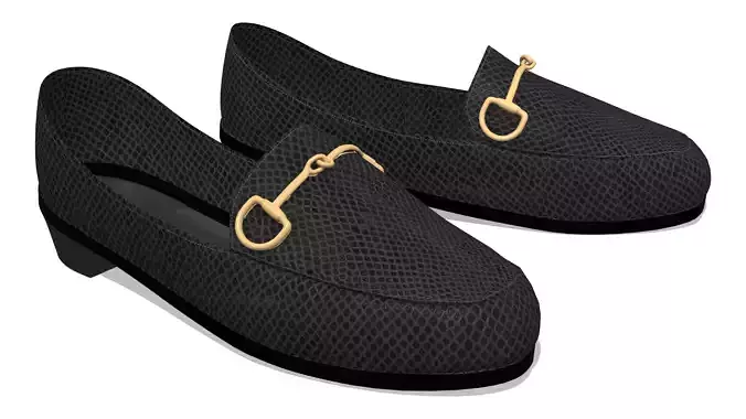 Female Black Loafers Low-poly 3D model