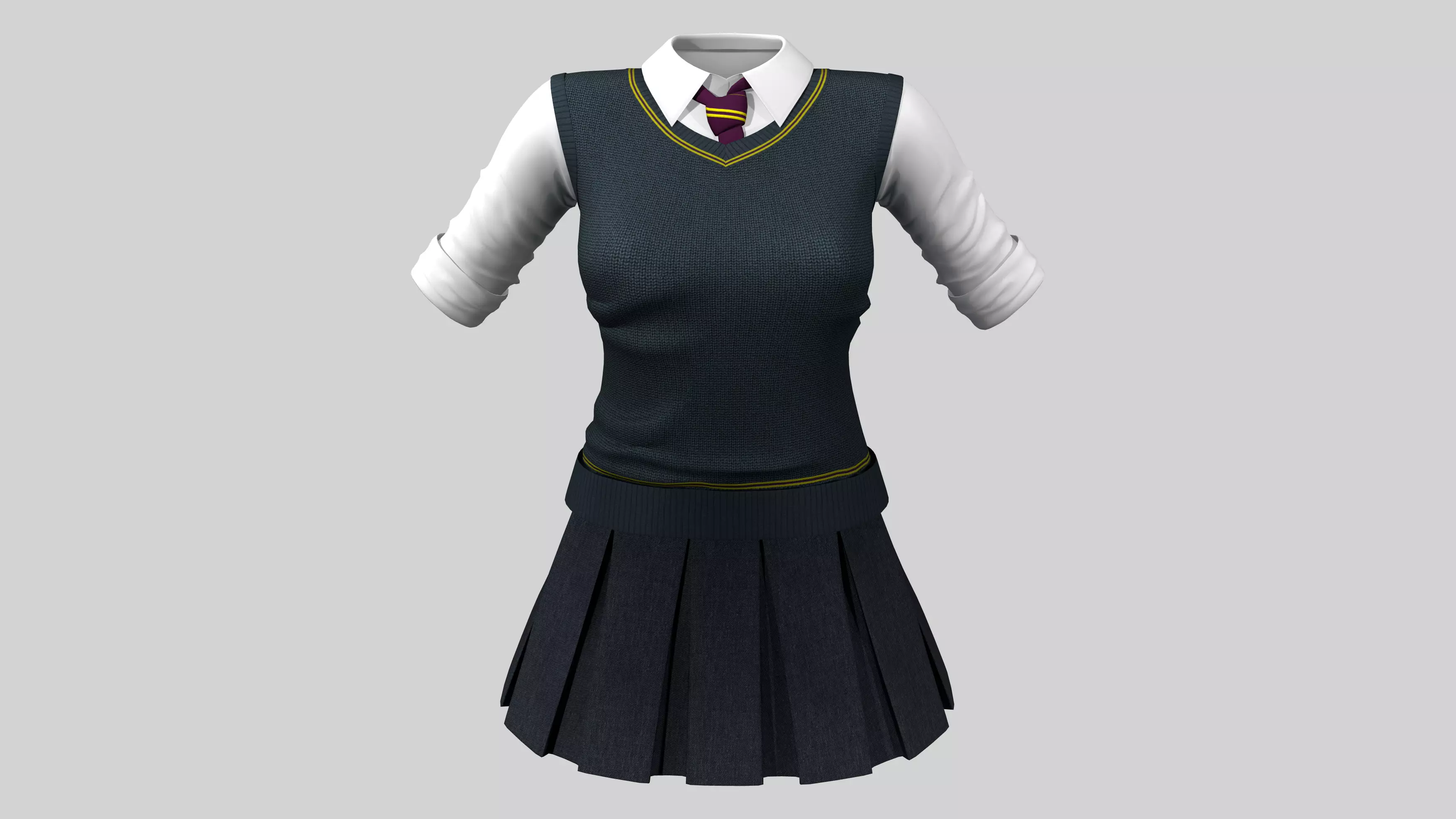 Female Cosplay Uniform Costume Shirt Sweater Skirt Low-poly 3D model