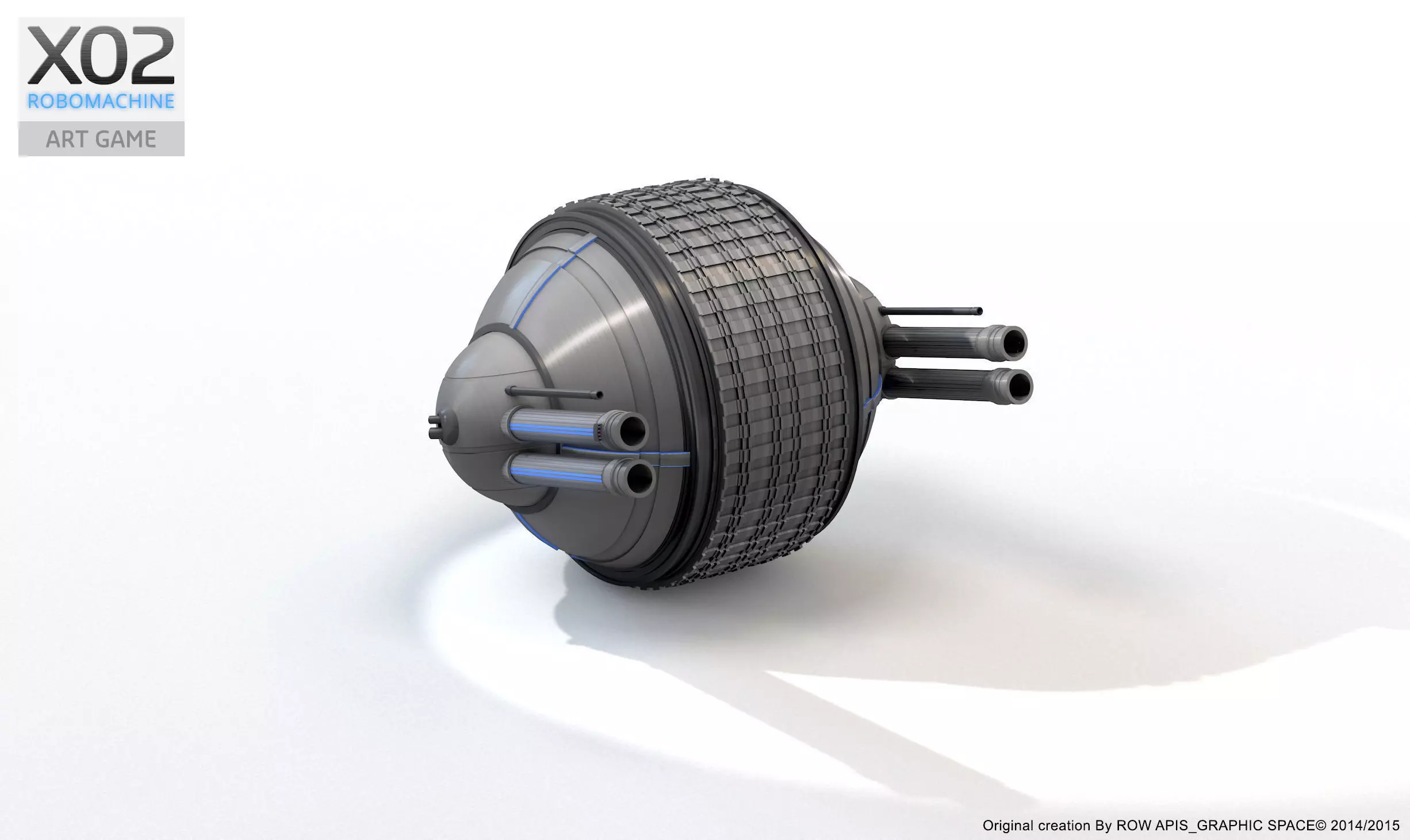MachineRoboBomber tank with two pipes 3D model_0
