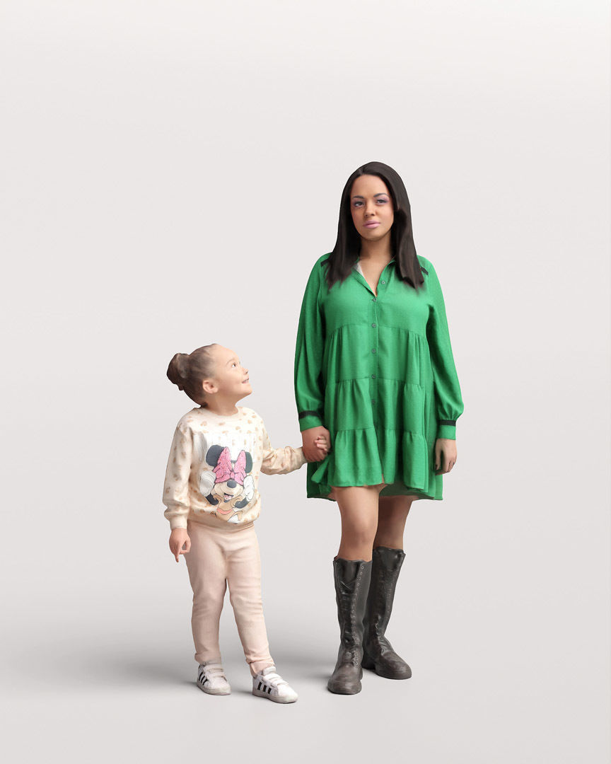 Humano Standing Woman with child 2202-01 3D model_3