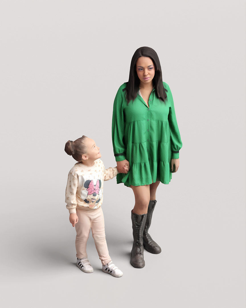 Humano Standing Woman with child 2202-01 3D model_6