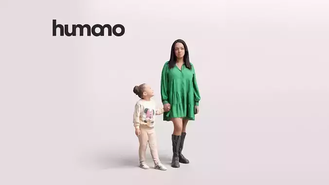 Humano Standing Woman with child 2202-01 3D model