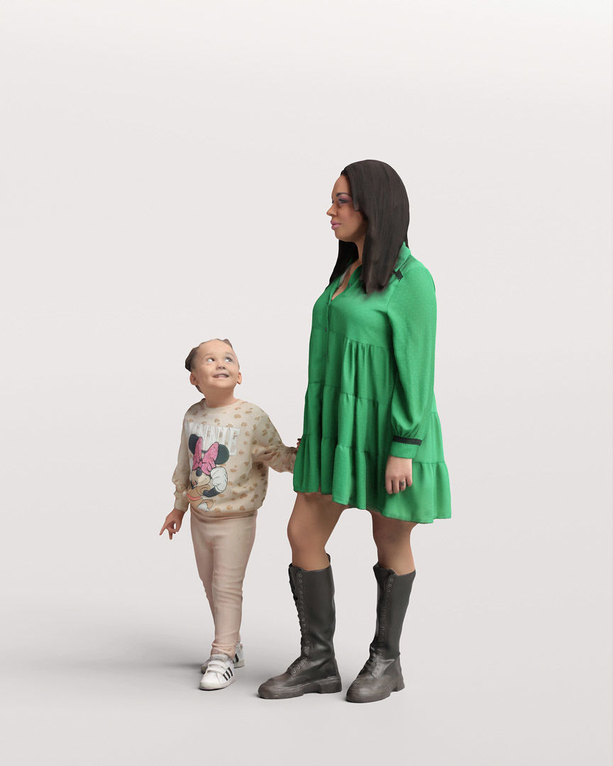 Humano Standing Woman with child 2202-01 3D model_5