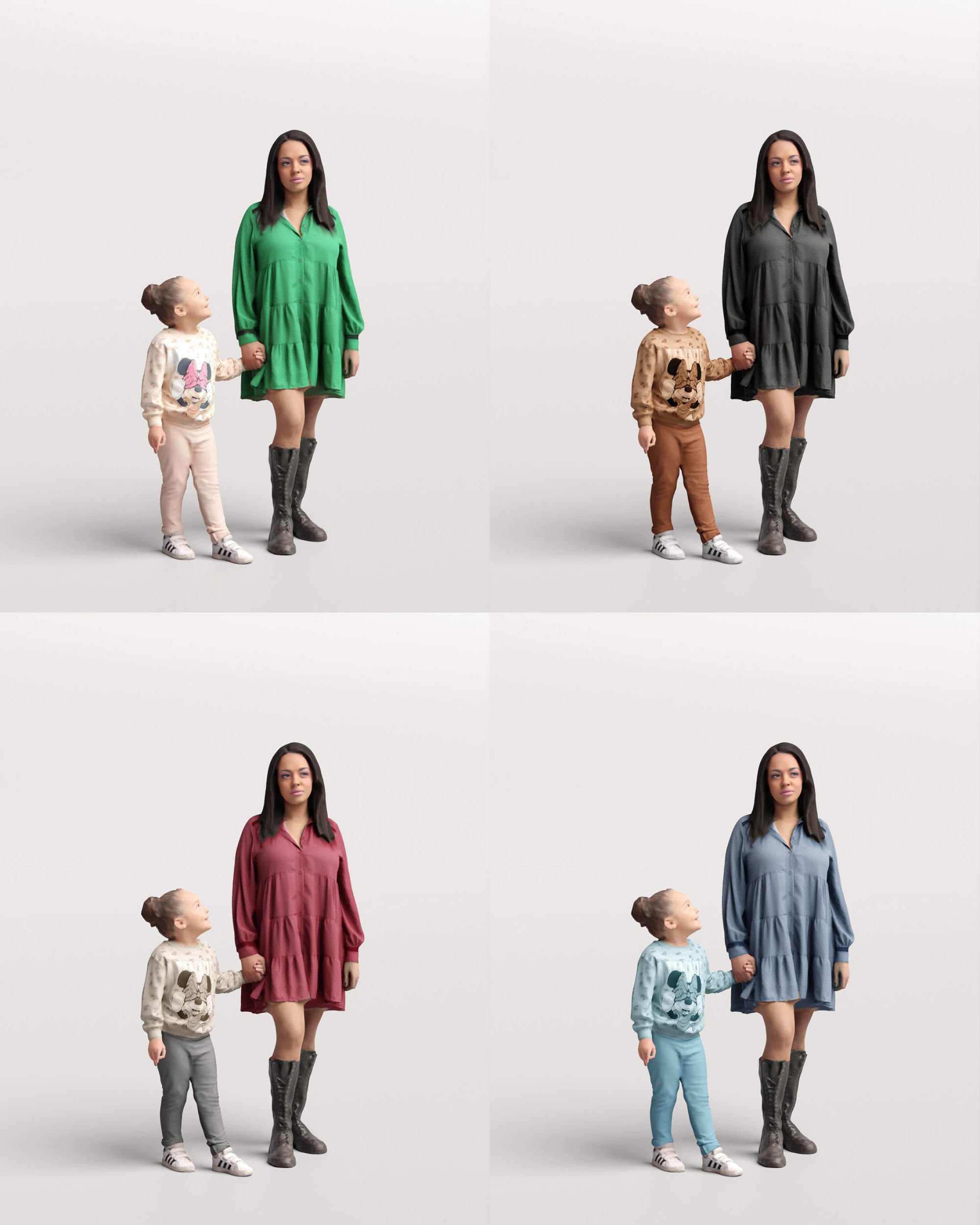 Humano Standing Woman with child 2202-01 3D model_11