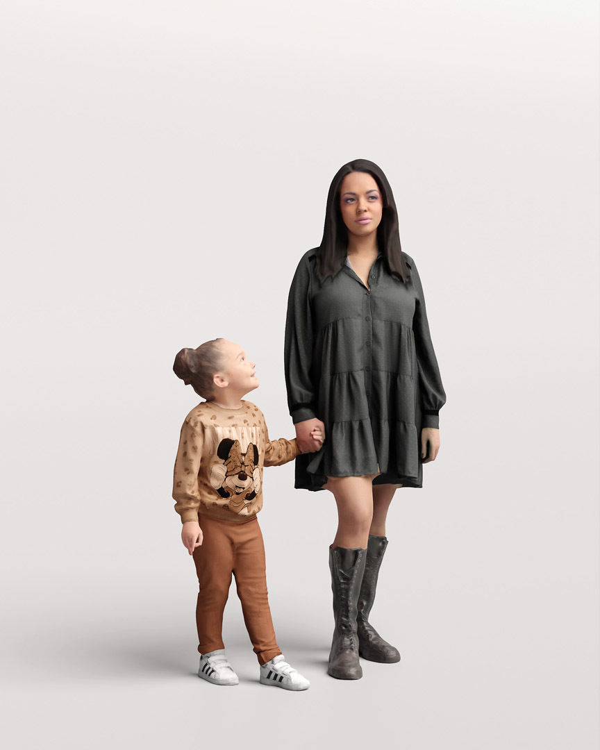 Humano Standing Woman with child 2202-01 3D model_7