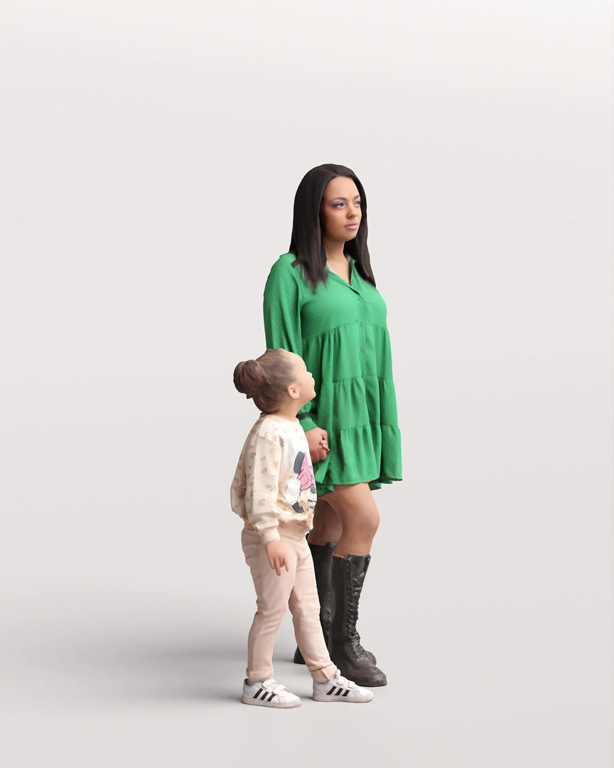 Humano Standing Woman with child 2202-01 3D model_2