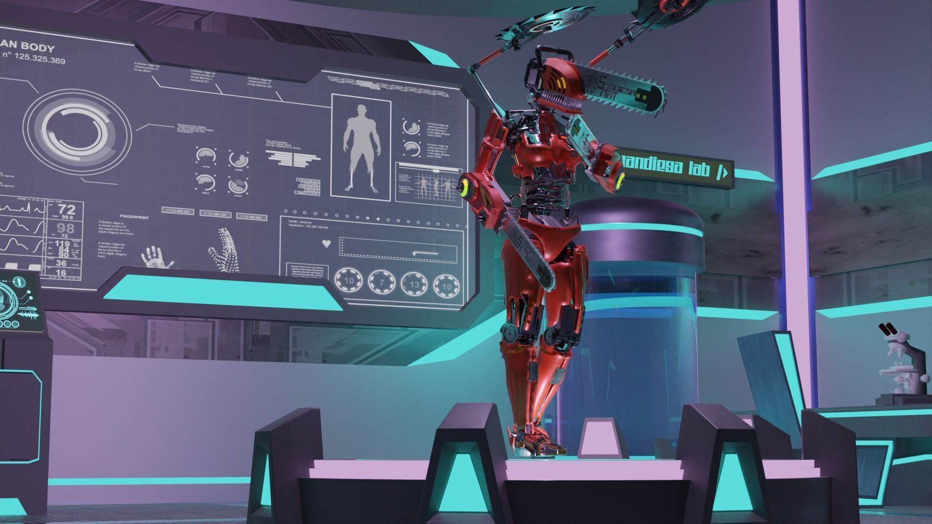 Mechanical Chainsaw Man Girl Version 1 Low-poly 3D model_7