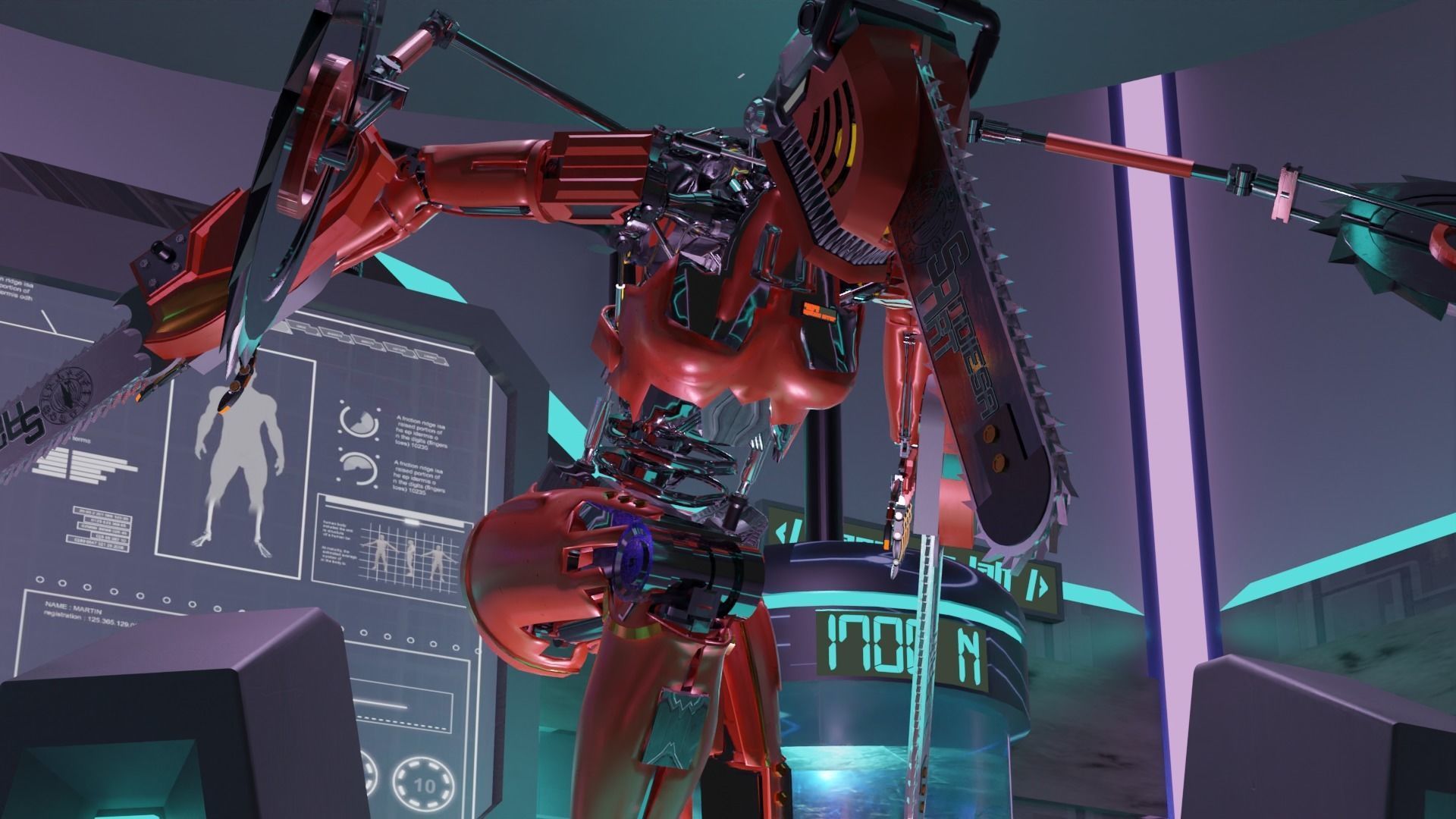 Mechanical Chainsaw Man Girl Version 1 Low-poly 3D model_5